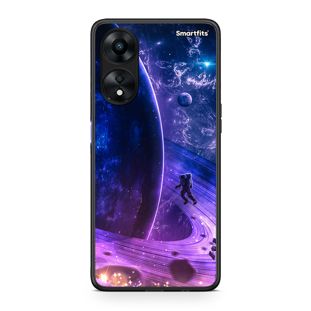 Θήκη Oppo A78 Lost Astronaut από τη Smartfits με σχέδιο στο πίσω μέρος και μαύρο περίβλημα | Oppo A78 Lost Astronaut Case with Colorful Back and Black Bezels