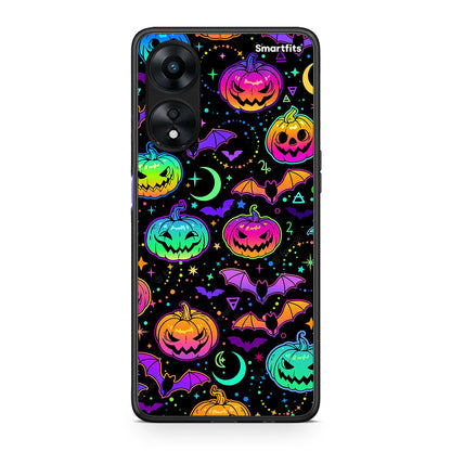 Θήκη Oppo A78 Neon Halloween από τη Smartfits με σχέδιο στο πίσω μέρος και μαύρο περίβλημα | Oppo A78 Neon Halloween Case with Colorful Back and Black Bezels
