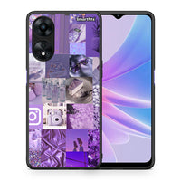 Thumbnail for Θήκη Oppo A78 Purple Aesthetic Collage από τη Smartfits με σχέδιο στο πίσω μέρος και μαύρο περίβλημα | Oppo A78 Purple Aesthetic Collage Case with Colorful Back and Black Bezels