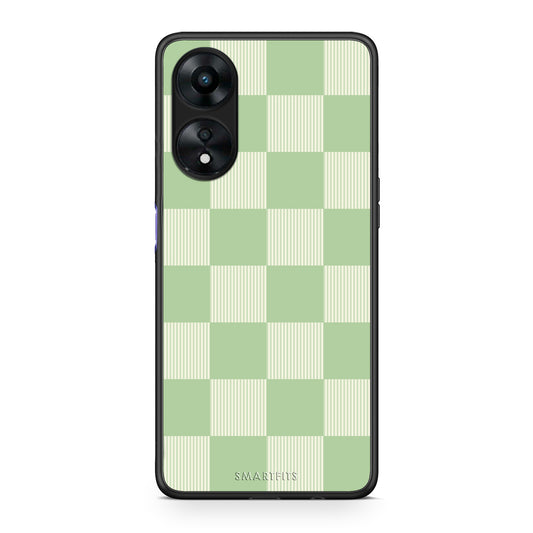 Θήκη Oppo A78 5G Sage and Cream Striped Checks από τη Smartfits με σχέδιο στο πίσω μέρος και μαύρο περίβλημα | Oppo A78 5G Sage and Cream Striped Checks case with colorful back and black bezels