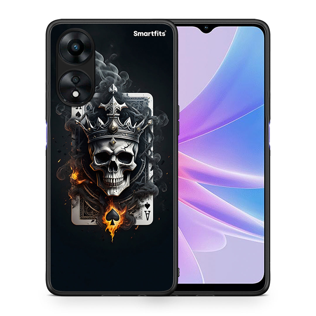 Θήκη Oppo A78 Skull King Ace από τη Smartfits με σχέδιο στο πίσω μέρος και μαύρο περίβλημα | Oppo A78 Skull King Ace Case with Colorful Back and Black Bezels