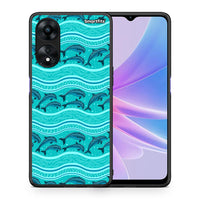 Thumbnail for Θήκη Oppo A78 Swimming Dolphins από τη Smartfits με σχέδιο στο πίσω μέρος και μαύρο περίβλημα | Oppo A78 Swimming Dolphins Case with Colorful Back and Black Bezels