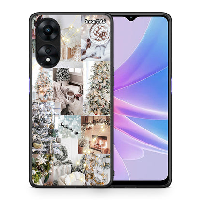 Θήκη Oppo A78 White Christmas από τη Smartfits με σχέδιο στο πίσω μέρος και μαύρο περίβλημα | Oppo A78 White Christmas Case with Colorful Back and Black Bezels