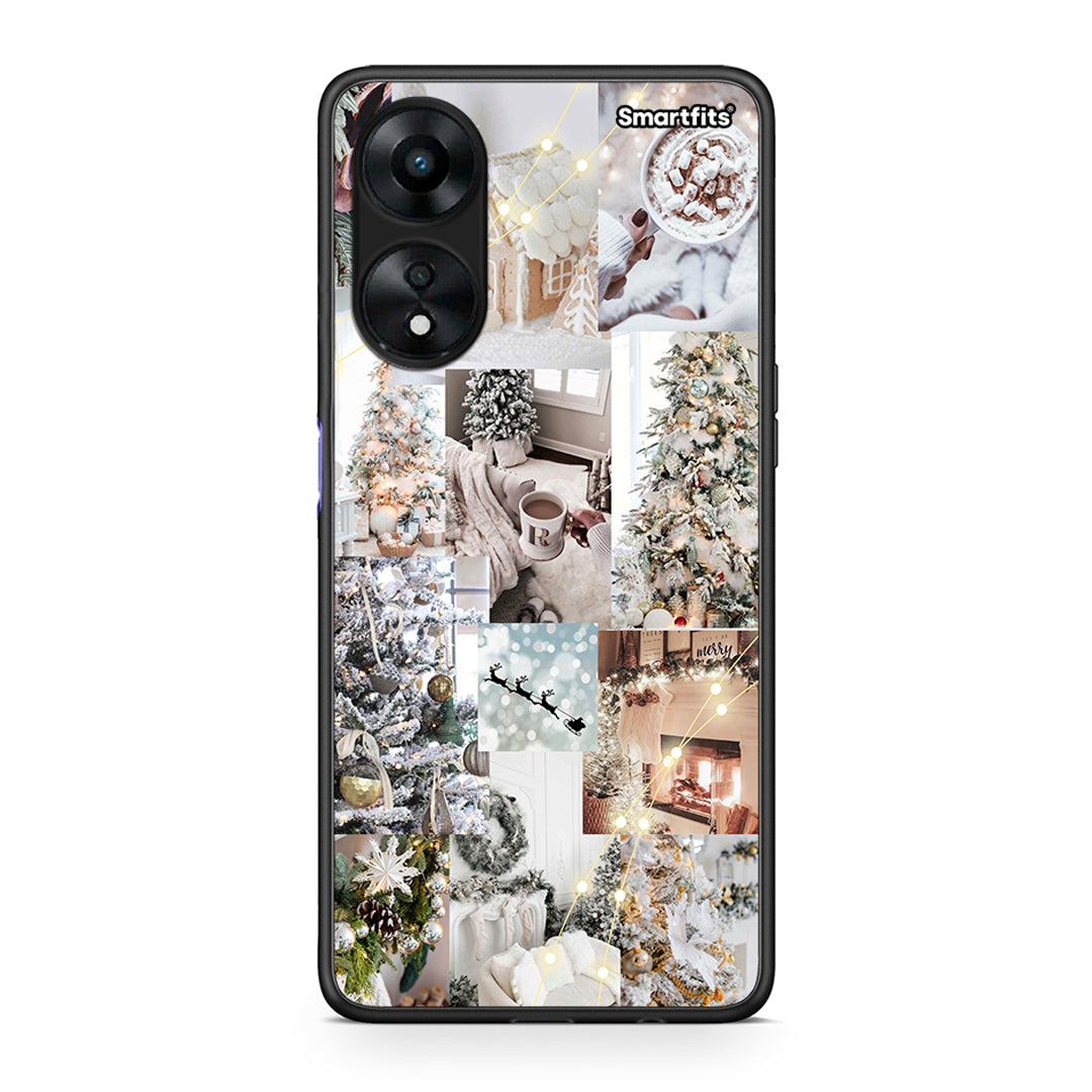 Θήκη Oppo A78 White Christmas από τη Smartfits με σχέδιο στο πίσω μέρος και μαύρο περίβλημα | Oppo A78 White Christmas Case with Colorful Back and Black Bezels