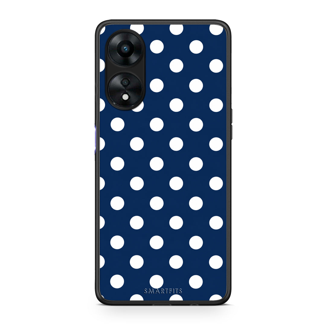 Θήκη Oppo A78 5G White Large Polka Dots on Navy από τη Smartfits με σχέδιο στο πίσω μέρος και μαύρο περίβλημα | Oppo A78 5G White Large Polka Dots on Navy case with colorful back and black bezels