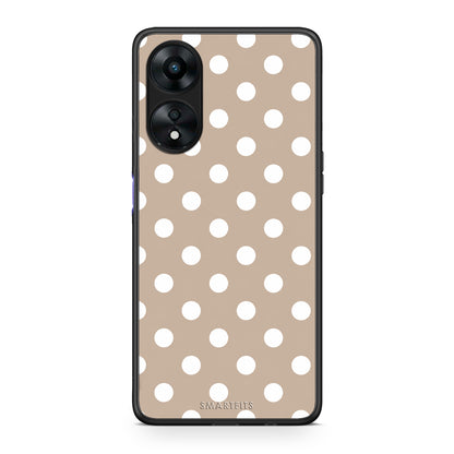 Θήκη Oppo A78 5G White Polka Dots on Taupe από τη Smartfits με σχέδιο στο πίσω μέρος και μαύρο περίβλημα | Oppo A78 5G White Polka Dots on Taupe case with colorful back and black bezels