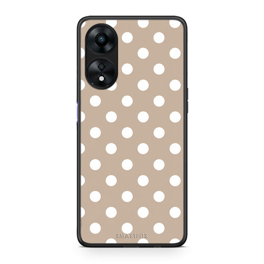 Θήκη Oppo A78 5G White Polka Dots on Taupe από τη Smartfits με σχέδιο στο πίσω μέρος και μαύρο περίβλημα | Oppo A78 5G White Polka Dots on Taupe case with colorful back and black bezels