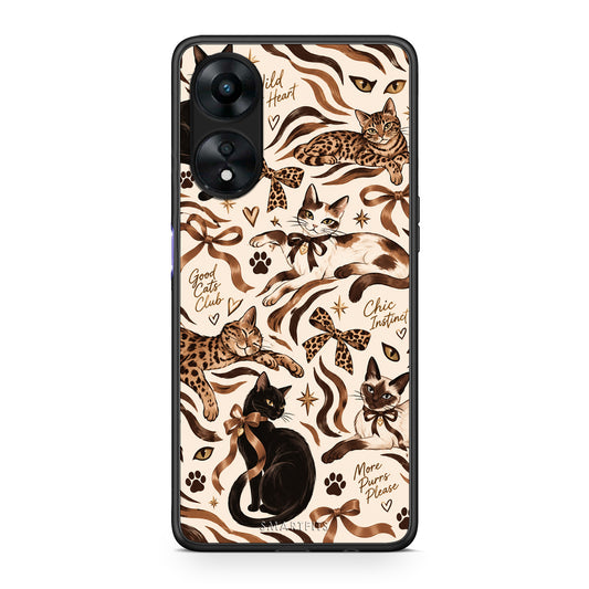 Θήκη Oppo A78 5G Wild Cats and Animal Print Collage από τη Smartfits με σχέδιο στο πίσω μέρος και μαύρο περίβλημα | Oppo A78 5G Wild Cats and Animal Print Collage case with colorful back and black bezels