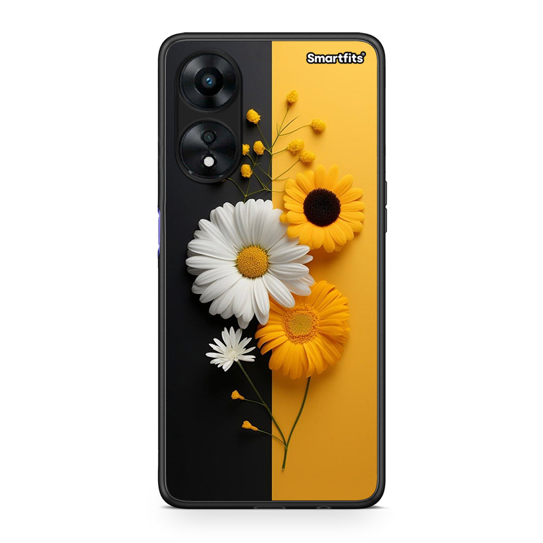 Θήκη Oppo A78 Yellow Daisies από τη Smartfits με σχέδιο στο πίσω μέρος και μαύρο περίβλημα | Oppo A78 Yellow Daisies Case with Colorful Back and Black Bezels