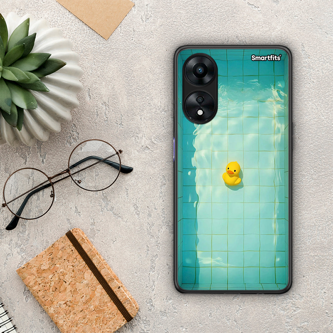 Θήκη Oppo A78 Yellow Duck από τη Smartfits με σχέδιο στο πίσω μέρος και μαύρο περίβλημα | Oppo A78 Yellow Duck Case with Colorful Back and Black Bezels