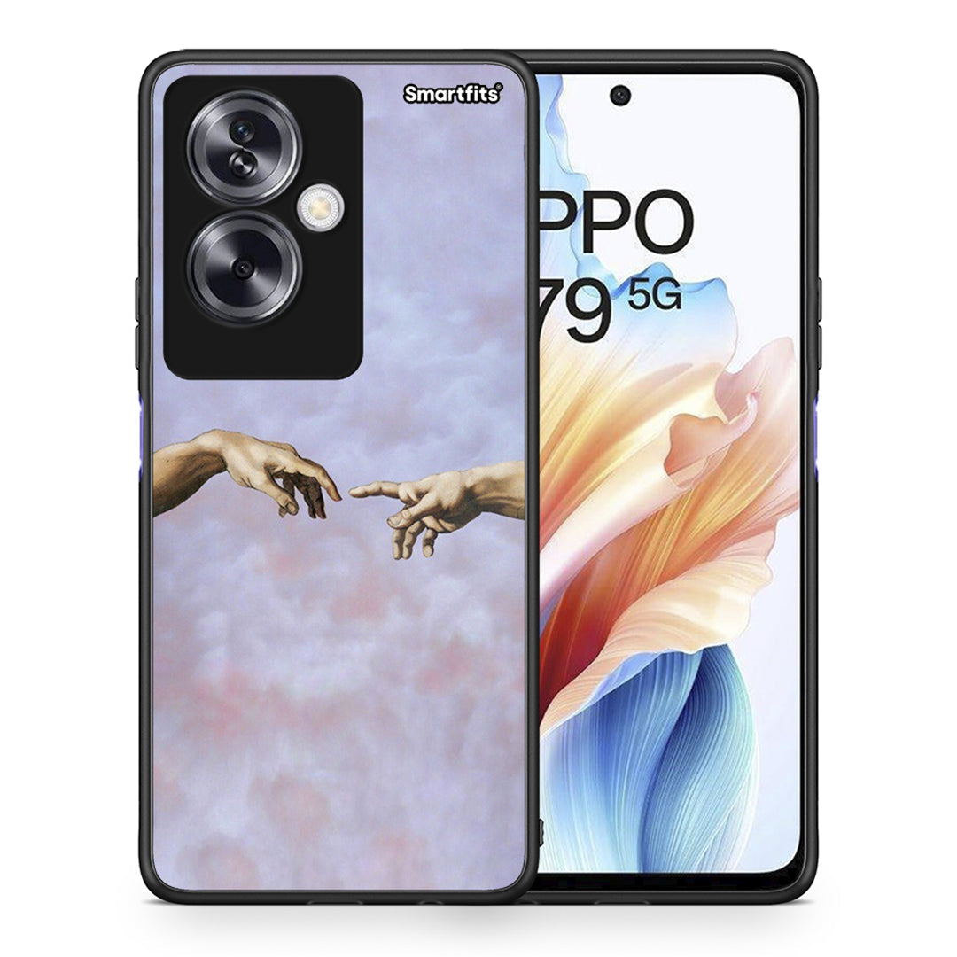 Θήκη Oppo A79 / A2 Adam Hand από τη Smartfits με σχέδιο στο πίσω μέρος και μαύρο περίβλημα | Oppo A79 / A2 Adam Hand case with colorful back and black bezels