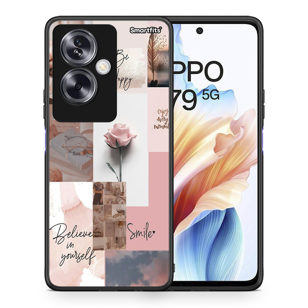 Θήκη Oppo A79 / A2 Aesthetic Collage από τη Smartfits με σχέδιο στο πίσω μέρος και μαύρο περίβλημα | Oppo A79 / A2 Aesthetic Collage case with colorful back and black bezels