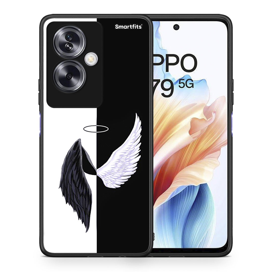 Θήκη Oppo A79 / A2 Angels Demons από τη Smartfits με σχέδιο στο πίσω μέρος και μαύρο περίβλημα | Oppo A79 / A2 Angels Demons case with colorful back and black bezels