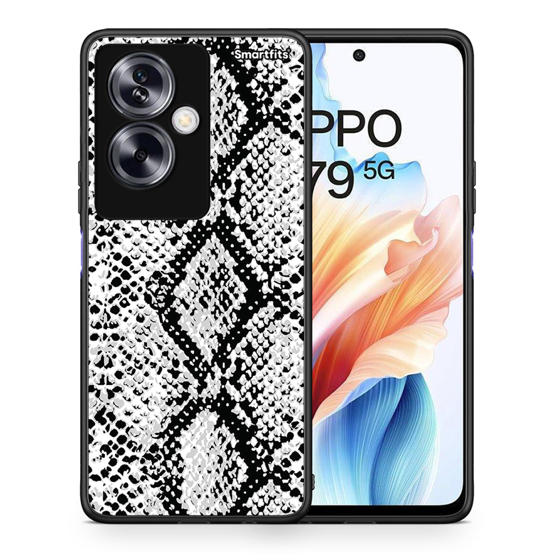 Θήκη Oppo A79 / A2 White Snake Animal από τη Smartfits με σχέδιο στο πίσω μέρος και μαύρο περίβλημα | Oppo A79 / A2 White Snake Animal case with colorful back and black bezels