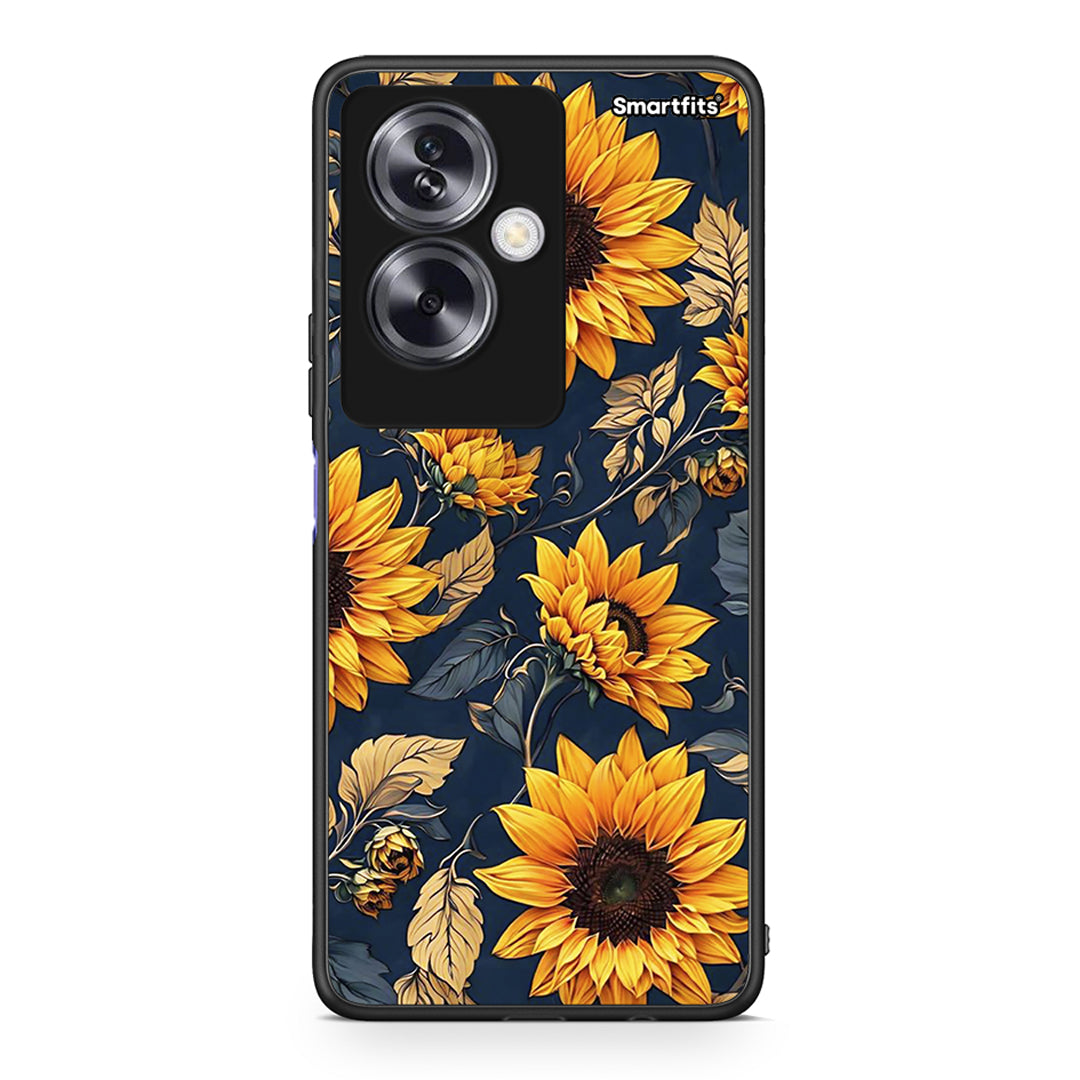 Oppo A79 / A2 Autumn Sunflowers Θήκη από τη Smartfits με σχέδιο στο πίσω μέρος και μαύρο περίβλημα | Smartphone case with colorful back and black bezels by Smartfits