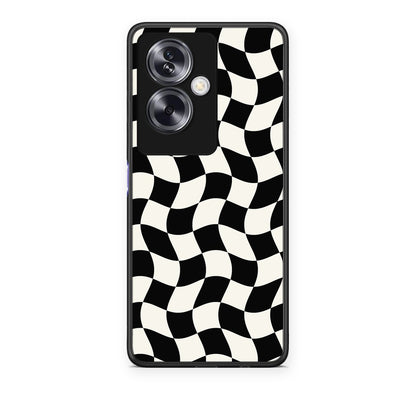 Θήκη Oppo A79 / A2 Black and Cream Wavy Checkerboard από τη Smartfits με σχέδιο στο πίσω μέρος και μαύρο περίβλημα | Oppo A79 / A2 Black and Cream Wavy Checkerboard case with colorful back and black bezels