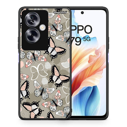 Θήκη Oppo A79 / A2 Butterflies Boho από τη Smartfits με σχέδιο στο πίσω μέρος και μαύρο περίβλημα | Oppo A79 / A2 Butterflies Boho case with colorful back and black bezels