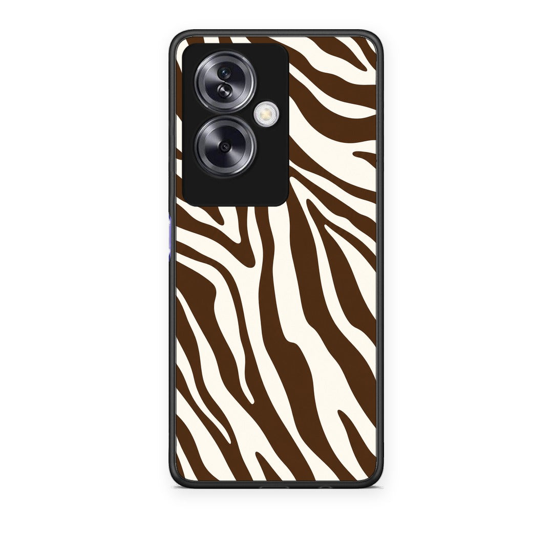 Θήκη Oppo A79 / A2 Brown and Cream Zebra Stripes από τη Smartfits με σχέδιο στο πίσω μέρος και μαύρο περίβλημα | Oppo A79 / A2 Brown and Cream Zebra Stripes case with colorful back and black bezels