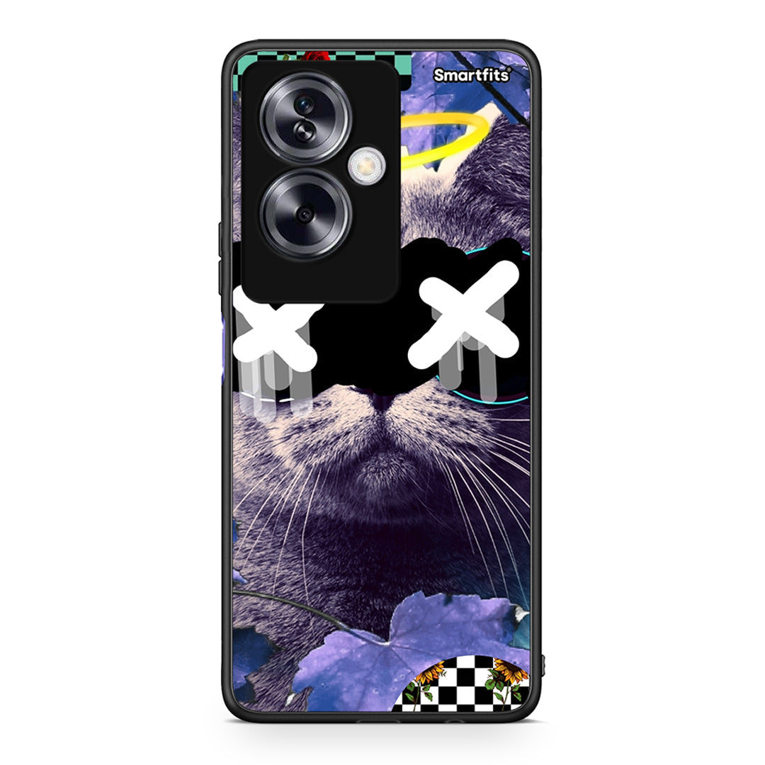 Oppo A79 / A2 Cat Collage θήκη από τη Smartfits με σχέδιο στο πίσω μέρος και μαύρο περίβλημα | Smartphone case with colorful back and black bezels by Smartfits