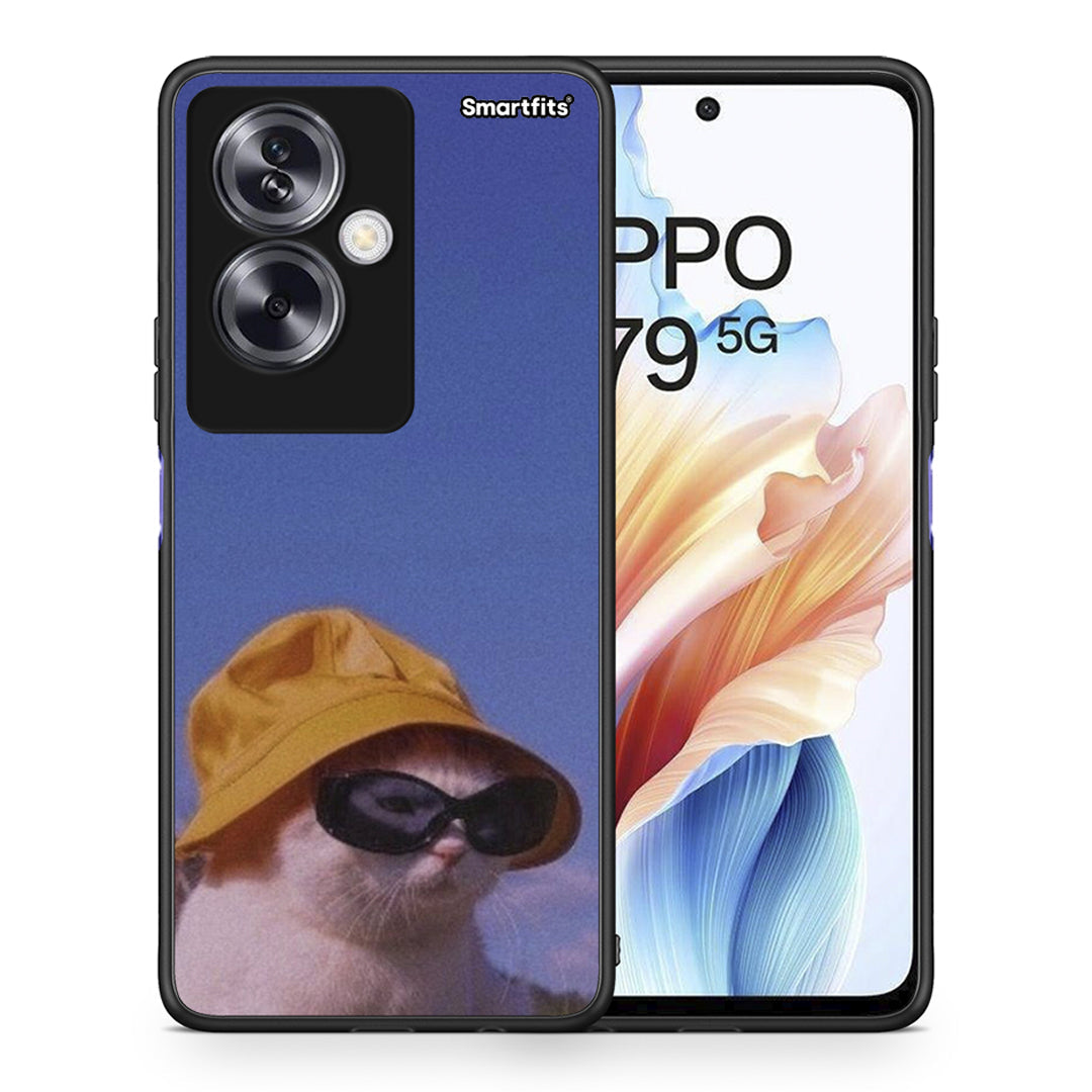 Θήκη Oppo A79 / A2 Cat Diva από τη Smartfits με σχέδιο στο πίσω μέρος και μαύρο περίβλημα | Oppo A79 / A2 Cat Diva case with colorful back and black bezels