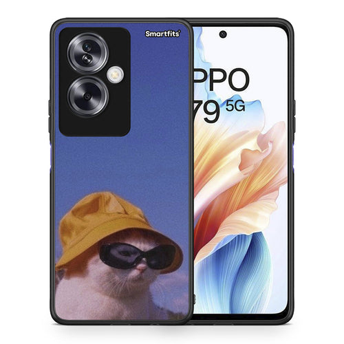 Θήκη Oppo A79 / A2 Cat Diva από τη Smartfits με σχέδιο στο πίσω μέρος και μαύρο περίβλημα | Oppo A79 / A2 Cat Diva case with colorful back and black bezels