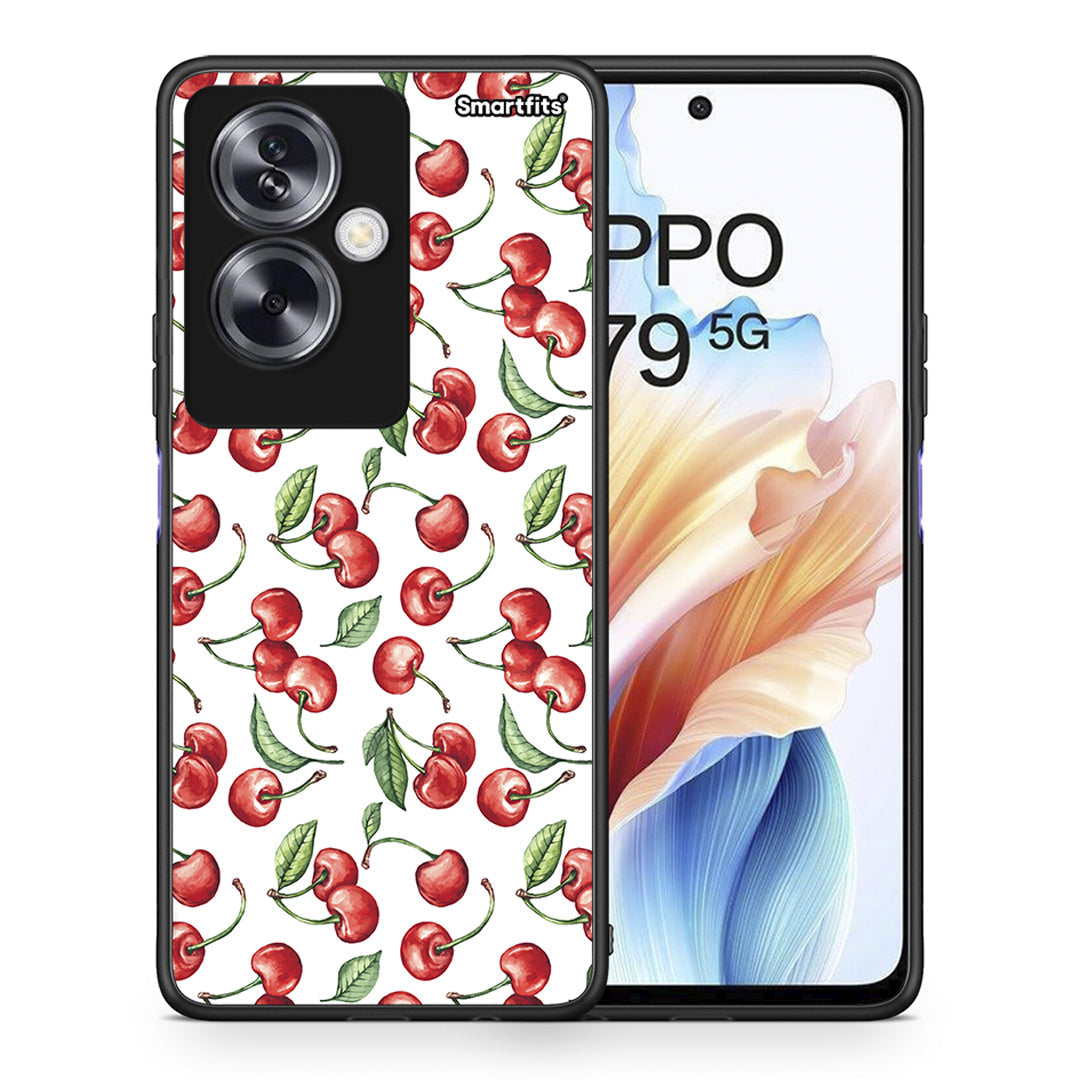 Θήκη Oppo A79 / A2 Cherry Summer από τη Smartfits με σχέδιο στο πίσω μέρος και μαύρο περίβλημα | Oppo A79 / A2 Cherry Summer case with colorful back and black bezels