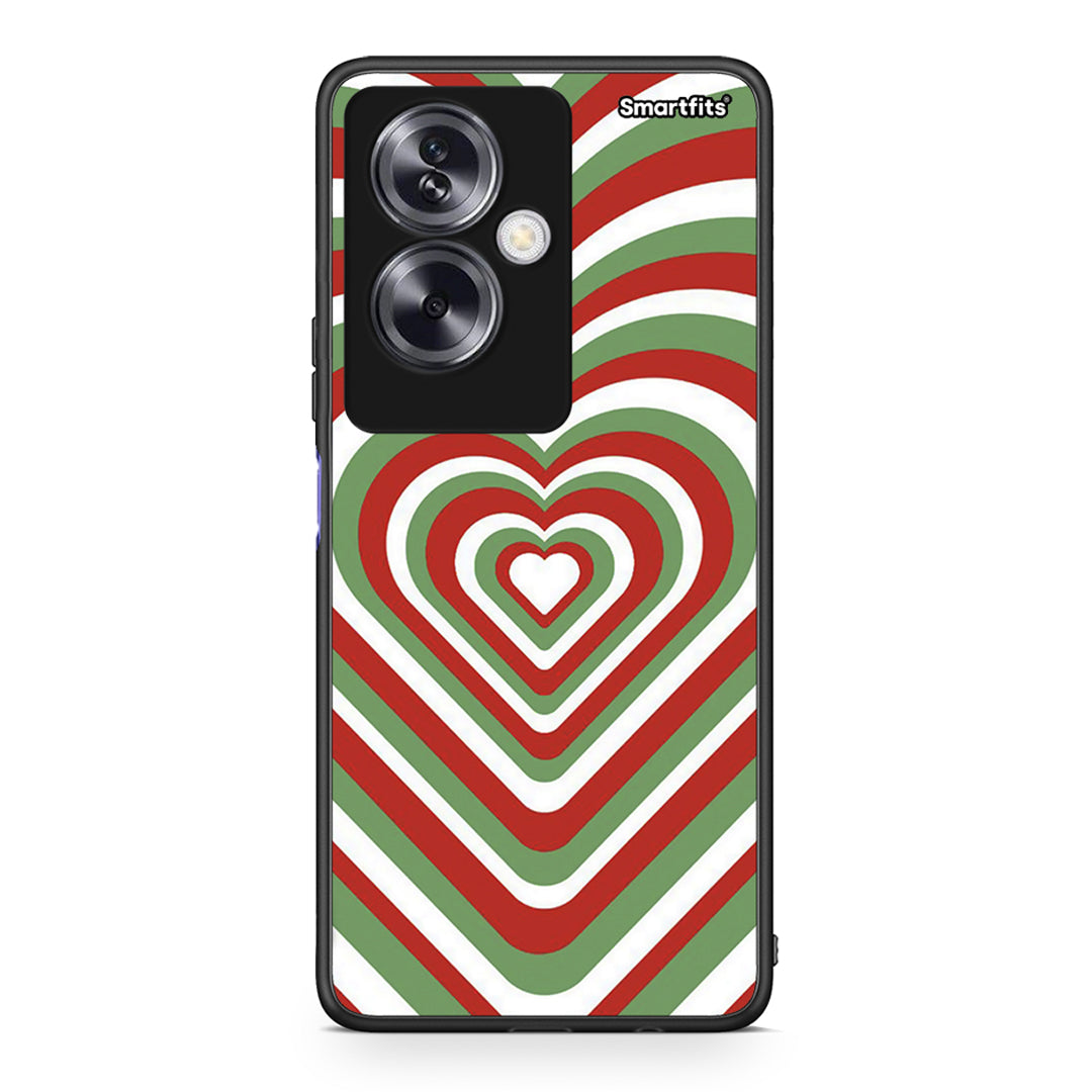 Oppo A79 / A2 Christmas Hearts θήκη από τη Smartfits με σχέδιο στο πίσω μέρος και μαύρο περίβλημα | Smartphone case with colorful back and black bezels by Smartfits