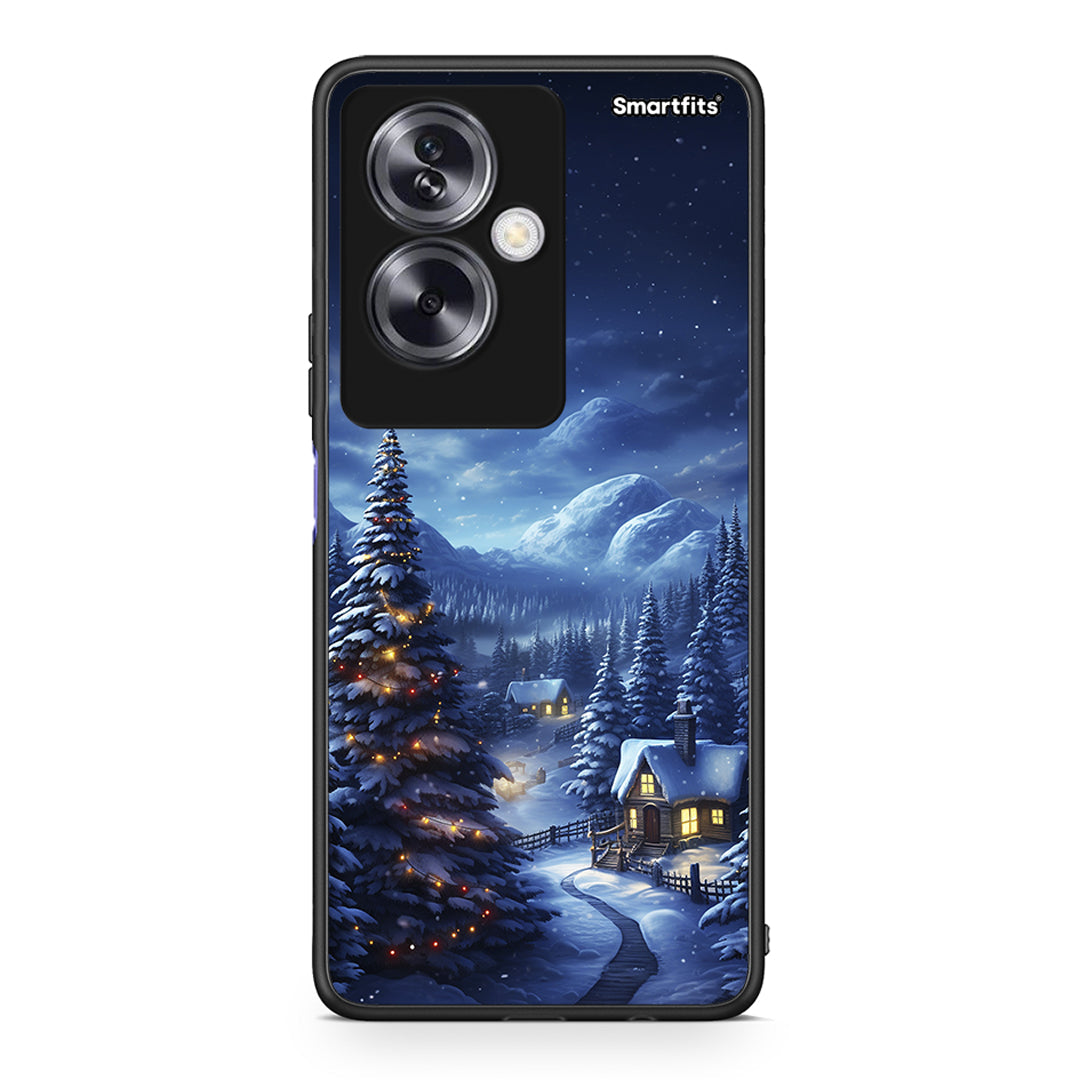 Oppo A79 / A2 Christmas Scenery θήκη από τη Smartfits με σχέδιο στο πίσω μέρος και μαύρο περίβλημα | Smartphone case with colorful back and black bezels by Smartfits
