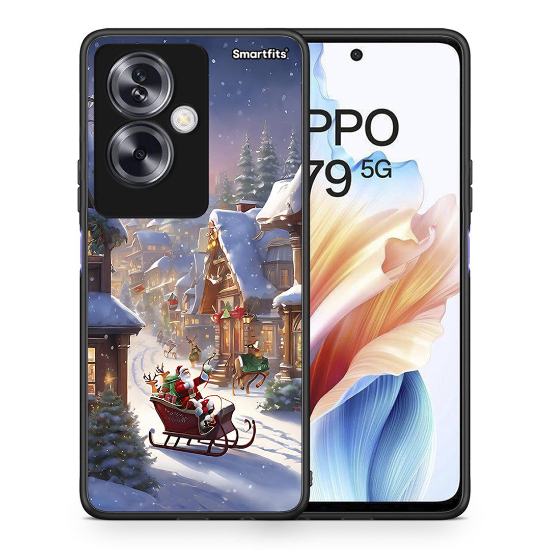 Θήκη Oppo A79 / A2 Christmas Snow από τη Smartfits με σχέδιο στο πίσω μέρος και μαύρο περίβλημα | Oppo A79 / A2 Christmas Snow case with colorful back and black bezels