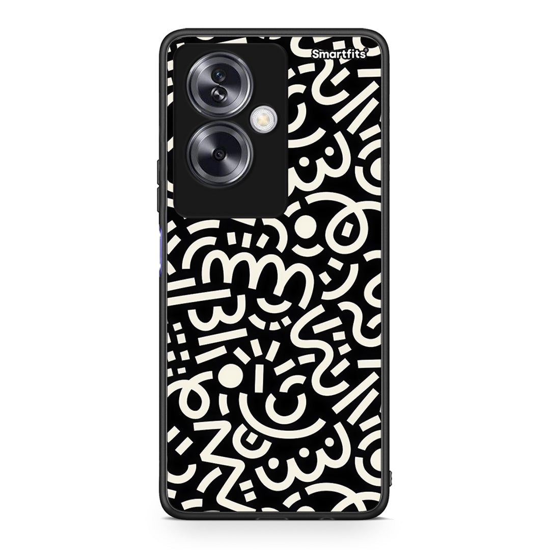 Oppo A79 / A2 Doodle Art Θήκη από τη Smartfits με σχέδιο στο πίσω μέρος και μαύρο περίβλημα | Smartphone case with colorful back and black bezels by Smartfits
