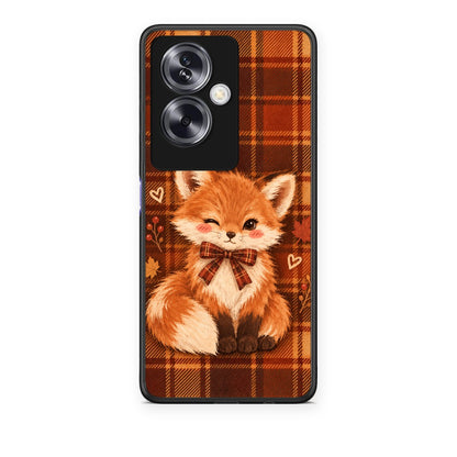 Θήκη Oppo A79 / A2 Fox on Autumn Tartan από τη Smartfits με σχέδιο στο πίσω μέρος και μαύρο περίβλημα | Oppo A79 / A2 Fox on Autumn Tartan case with colorful back and black bezels