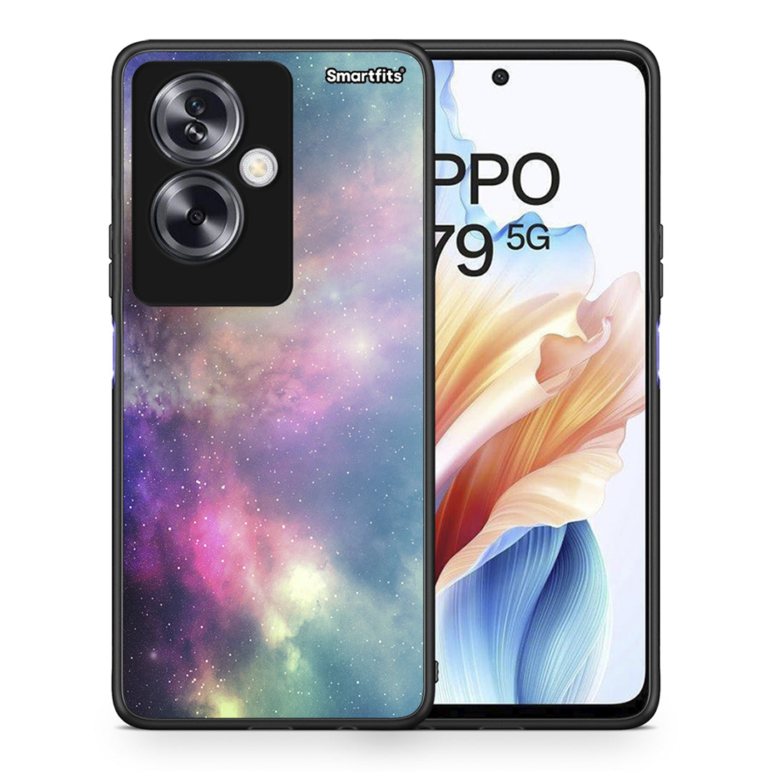 Θήκη Oppo A79 / A2 Rainbow Galaxy από τη Smartfits με σχέδιο στο πίσω μέρος και μαύρο περίβλημα | Oppo A79 / A2 Rainbow Galaxy case with colorful back and black bezels