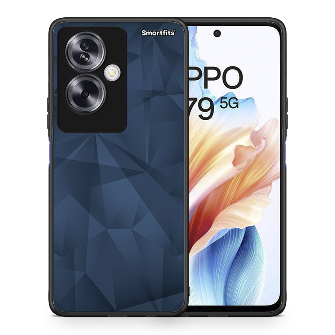 Θήκη Oppo A79 / A2 Blue Abstract Geometric από τη Smartfits με σχέδιο στο πίσω μέρος και μαύρο περίβλημα | Oppo A79 / A2 Blue Abstract Geometric case with colorful back and black bezels