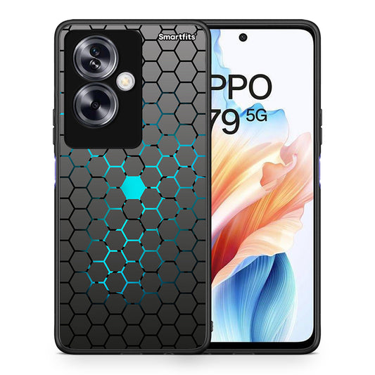 Θήκη Oppo A79 / A2 Hexagonal Geometric από τη Smartfits με σχέδιο στο πίσω μέρος και μαύρο περίβλημα | Oppo A79 / A2 Hexagonal Geometric case with colorful back and black bezels
