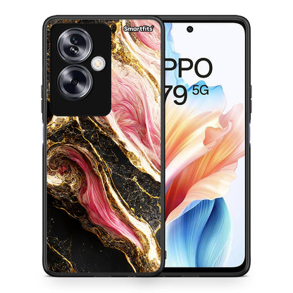 Θήκη Oppo A79 / A2 Glamorous Pink Marble από τη Smartfits με σχέδιο στο πίσω μέρος και μαύρο περίβλημα | Oppo A79 / A2 Glamorous Pink Marble case with colorful back and black bezels