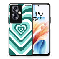 Thumbnail for Θήκη Oppo A79 / A2 Green Hearts από τη Smartfits με σχέδιο στο πίσω μέρος και μαύρο περίβλημα | Oppo A79 / A2 Green Hearts case with colorful back and black bezels