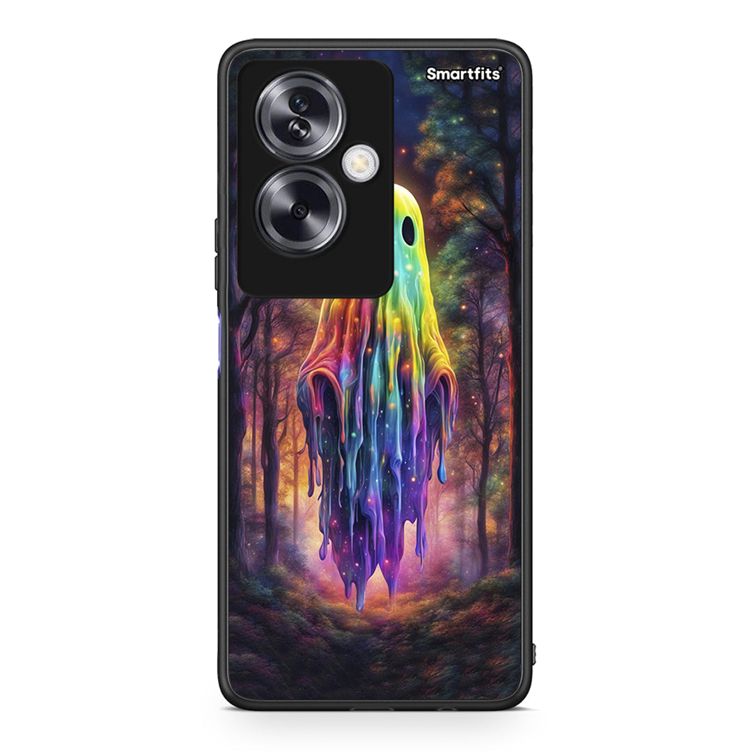 Oppo A79 / A2 Halloween Ghost θήκη από τη Smartfits με σχέδιο στο πίσω μέρος και μαύρο περίβλημα | Smartphone case with colorful back and black bezels by Smartfits