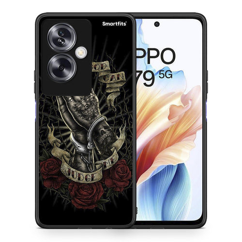 Θήκη Oppo A79 / A2 Judge By God από τη Smartfits με σχέδιο στο πίσω μέρος και μαύρο περίβλημα | Oppo A79 / A2 Judge By God case with colorful back and black bezels