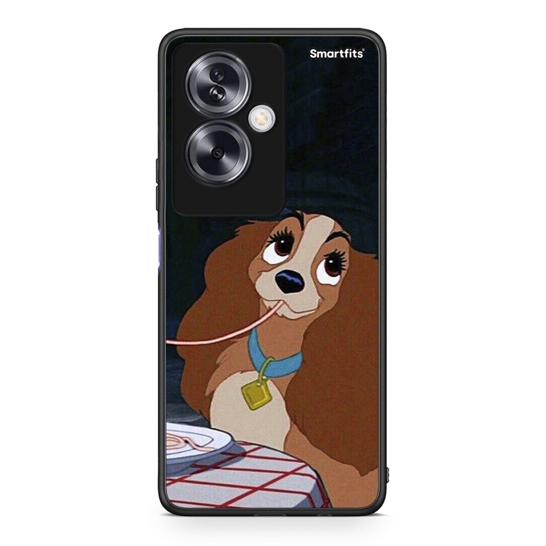 Oppo A79 / A2 Lady And Tramp 2 Θήκη Αγίου Βαλεντίνου από τη Smartfits με σχέδιο στο πίσω μέρος και μαύρο περίβλημα | Smartphone case with colorful back and black bezels by Smartfits