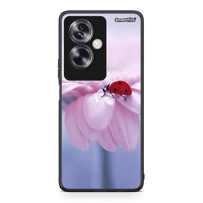 Oppo A79 / A2 Ladybug Flower θήκη από τη Smartfits με σχέδιο στο πίσω μέρος και μαύρο περίβλημα | Smartphone case with colorful back and black bezels by Smartfits