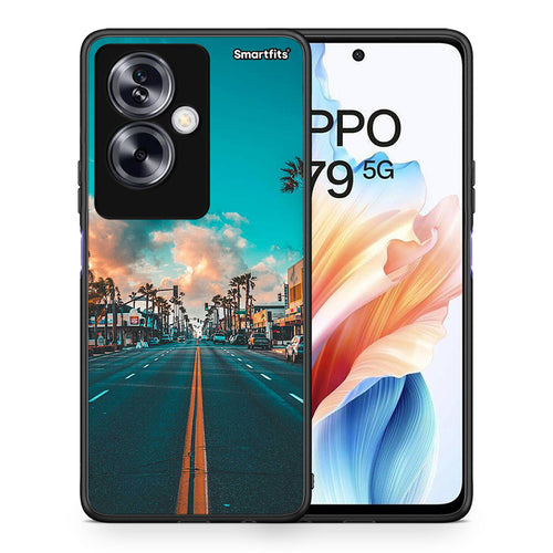 Θήκη Oppo A79 / A2 City Landscape από τη Smartfits με σχέδιο στο πίσω μέρος και μαύρο περίβλημα | Oppo A79 / A2 City Landscape case with colorful back and black bezels