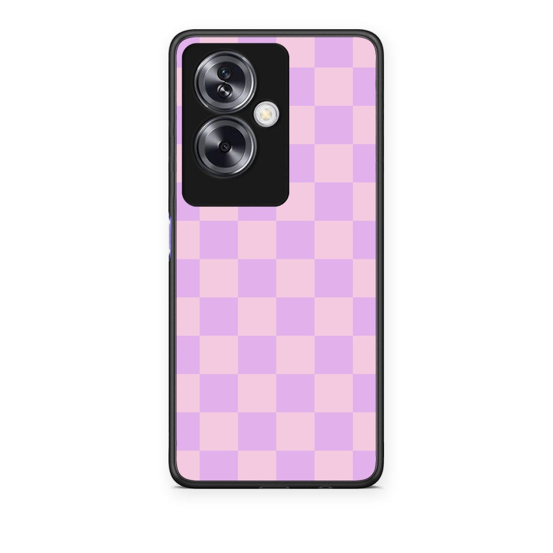 Θήκη Oppo A79 / A2 Lavender and Pink Checkerboard από τη Smartfits με σχέδιο στο πίσω μέρος και μαύρο περίβλημα | Oppo A79 / A2 Lavender and Pink Checkerboard case with colorful back and black bezels
