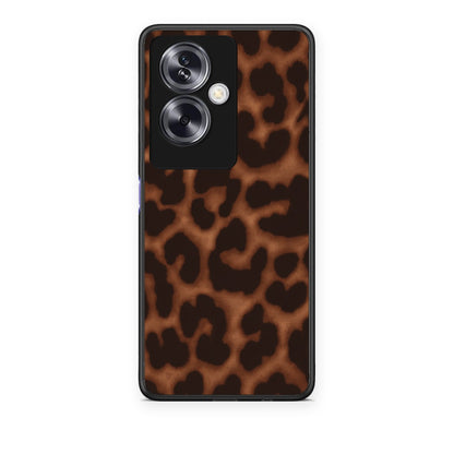 Θήκη Oppo A79 / A2 Leopard Print Dark Brown από τη Smartfits με σχέδιο στο πίσω μέρος και μαύρο περίβλημα | Oppo A79 / A2 Leopard Print Dark Brown case with colorful back and black bezels