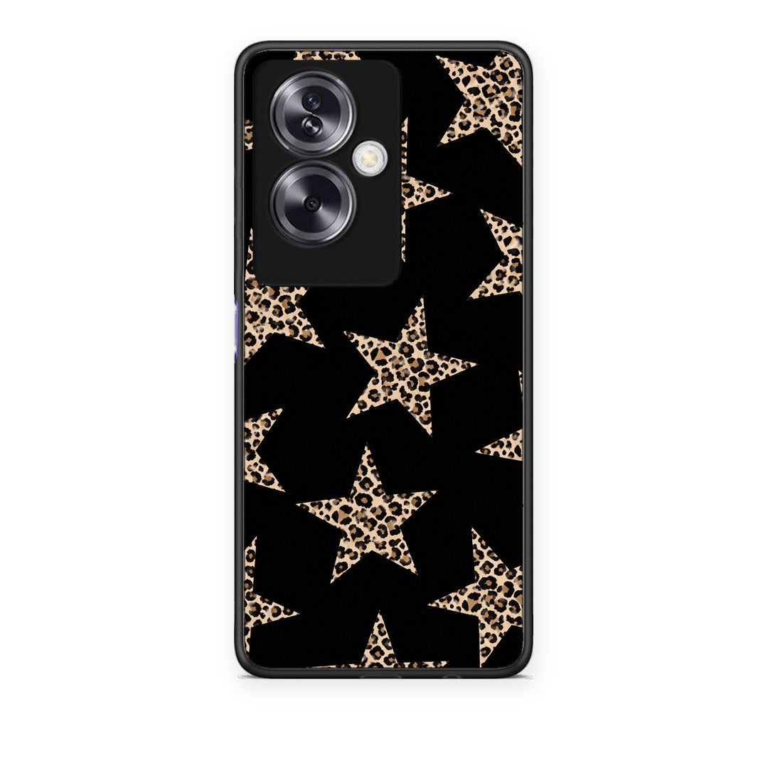 Θήκη Oppo A79 / A2 Leopard Stars on Black από τη Smartfits με σχέδιο στο πίσω μέρος και μαύρο περίβλημα | Oppo A79 / A2 Leopard Stars on Black case with colorful back and black bezels