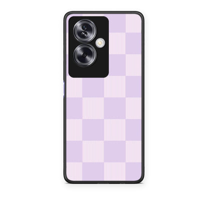 Θήκη Oppo A79 / A2 Lilac and Cream Striped Checks από τη Smartfits με σχέδιο στο πίσω μέρος και μαύρο περίβλημα | Oppo A79 / A2 Lilac and Cream Striped Checks case with colorful back and black bezels