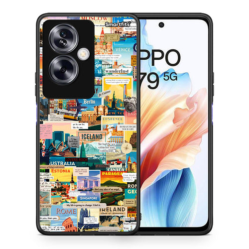 Θήκη Oppo A79 / A2 Live To Travel από τη Smartfits με σχέδιο στο πίσω μέρος και μαύρο περίβλημα | Oppo A79 / A2 Live To Travel case with colorful back and black bezels