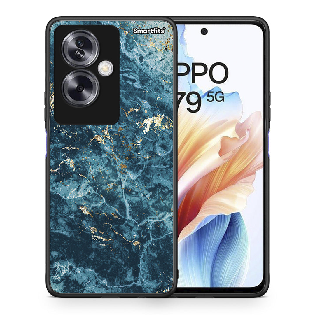 Θήκη Oppo A79 / A2 Marble Blue από τη Smartfits με σχέδιο στο πίσω μέρος και μαύρο περίβλημα | Oppo A79 / A2 Marble Blue case with colorful back and black bezels