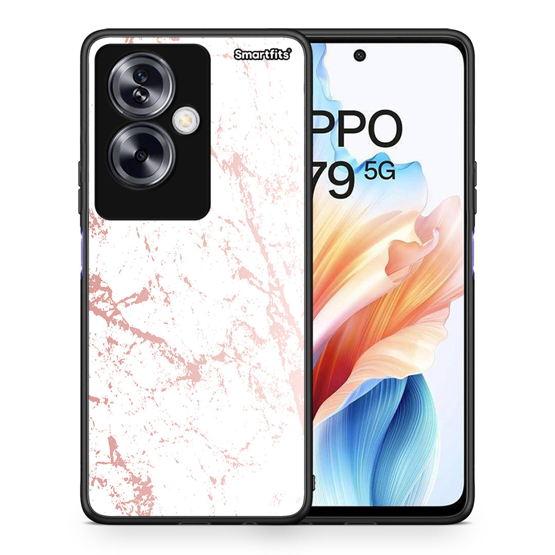 Θήκη Oppo A79 / A2 Pink Splash Marble από τη Smartfits με σχέδιο στο πίσω μέρος και μαύρο περίβλημα | Oppo A79 / A2 Pink Splash Marble case with colorful back and black bezels