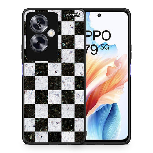 Θήκη Oppo A79 / A2 Square Geometric Marble από τη Smartfits με σχέδιο στο πίσω μέρος και μαύρο περίβλημα | Oppo A79 / A2 Square Geometric Marble case with colorful back and black bezels