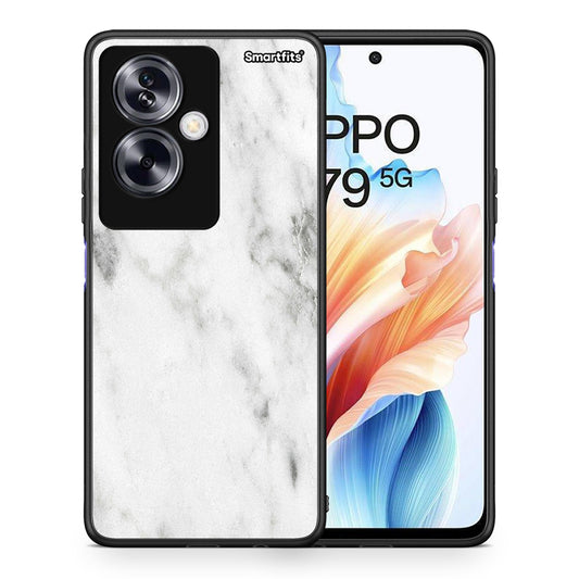 Θήκη Oppo A79 / A2 White Marble από τη Smartfits με σχέδιο στο πίσω μέρος και μαύρο περίβλημα | Oppo A79 / A2 White Marble case with colorful back and black bezels